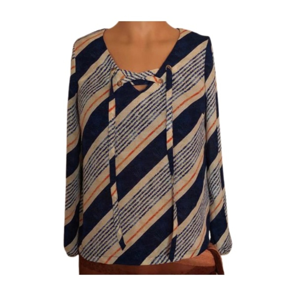 Brand: Shelli Segal Laundry, Long-sleeved blouse, Size: XS, Color: Beige